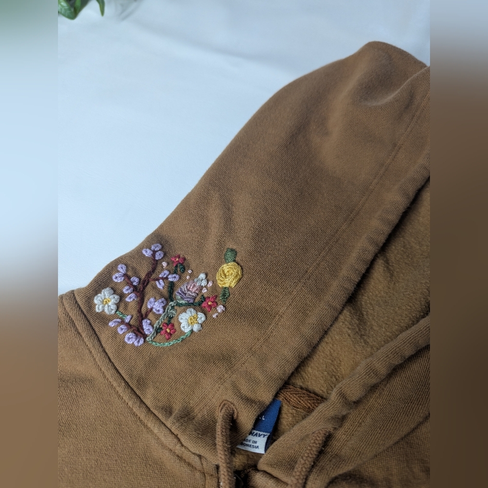 Upcycled Floral Embroidery Sweatshirt Old Navy Large Tall